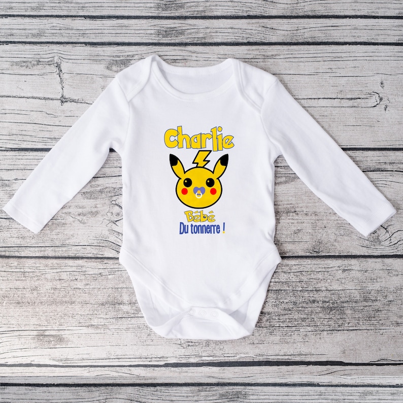 Body bébé personnalisé, modèle Pikachu, cadeau pour bébé image 4