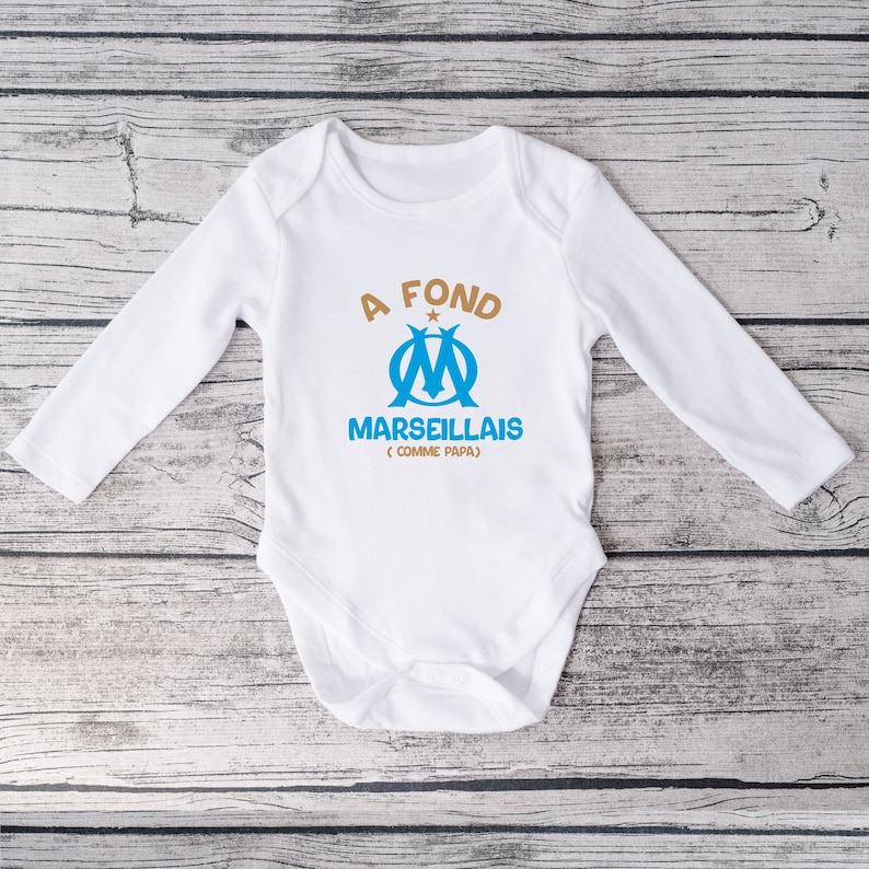 Personalized baby bodysuit OM, A fond Marseillais, Support OM image 3