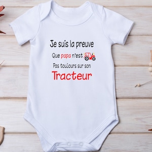 Body bébé personnalisé, Papa agriculteur, cadeau bébé ROUGE