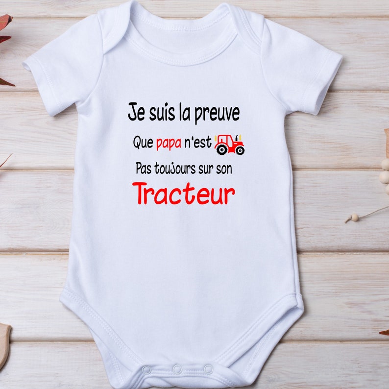 Body bébé personnalisé, Papa agriculteur, cadeau bébé ROUGE