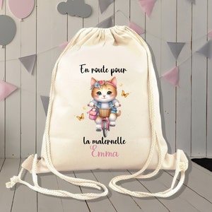 Sac à dos personnalisé enfant, modèle chat pour fille ,sac pour maternelle, 30x36cm
