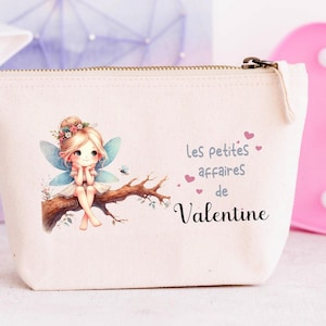 Trousse personnalisée, " les petites affaires de..." Modèle Fée , cadeau personnalisé