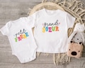Personalized bodysuit and T-shirt, big brother, little sister, matching children's clothing, FREE delivery with Mondial Relay product logo