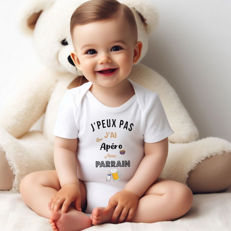 Personalized baby bodysuit, I can't I have an aperitif with GODFATHER, godfather baby bodysuit NOIRE