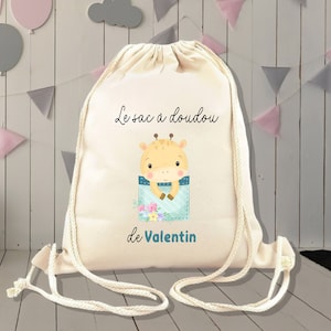 Sac à dos personnalisé enfant, sac à doudou, modèle girafe, sac pour crèche , 30x36cm