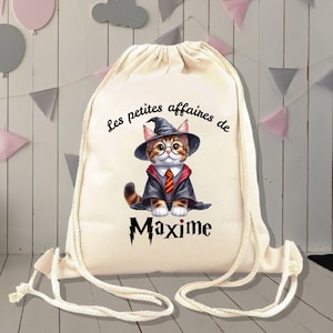 Sac à dos personnalisé enfant, modèle chat Harry Potter, sac pour crèche , école, sport, 30x36cm