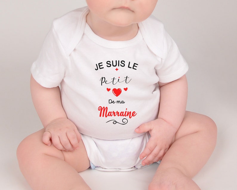 Body bébé petit coeur à Marraine, Body bébé MARRAINE ou PARRAIN, cadeau pour bébé ROUGE