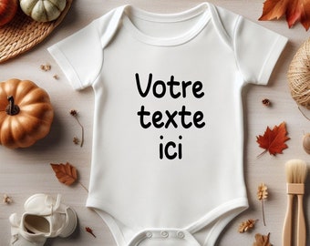 Body bébé personnalisé avec votre texte, petites images au choix.