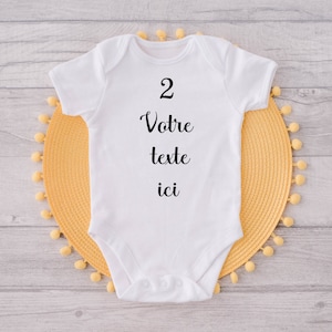 Personalized baby bodysuit with your text, small images of your choice. Police 2