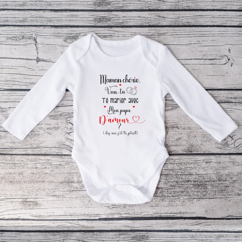 Personalized baby bodysuit, marriage proposal, baby gift, wedding announcement image 2