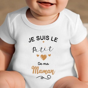 Body bébé personnalisé, Petit coeur de ma maman, body bébé maman, cadeau fête des mères MARRON