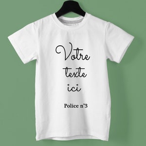 Tshirt enfant à personnaliser avec votre texte, cadeau pour enfant POLICE 3