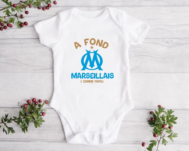 Personalized baby bodysuit OM, A fond Marseillais, Support OM image 1