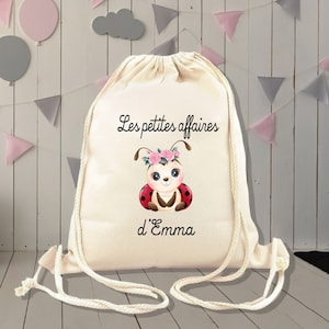 Sac à dos personnalisé enfant, modèle coccinelle ,sac pour crèche , école, sport, 30x36cm