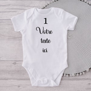 Personalized baby bodysuit with your text, small images of your choice. Police 1