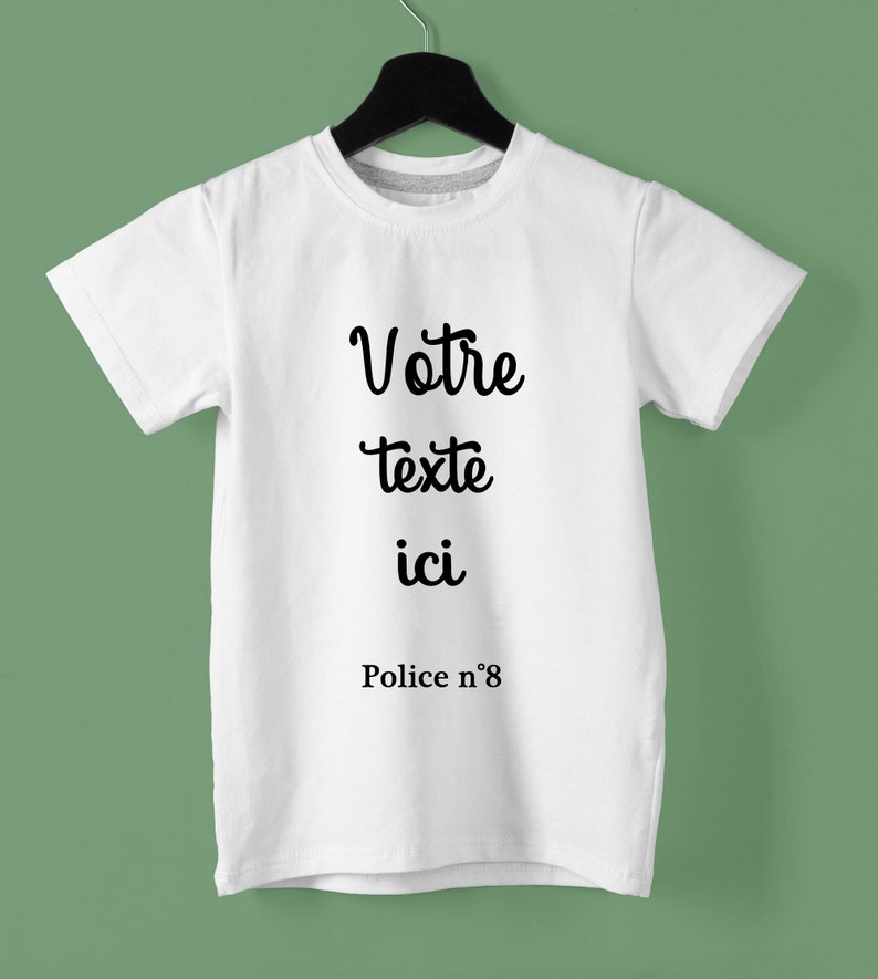 Tshirt enfant à personnaliser avec votre texte, cadeau pour enfant POLICE 8