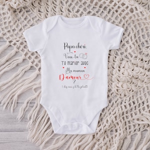 Body bébé personnalisé ,demande en mariage, cadeau pour bébé, annonce mariage Papa chéri image 2