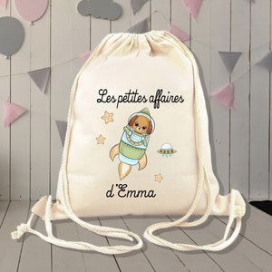 Sac à dos personnalisé enfant, modèle chien dans l'espace ,sac pour crèche , école, sport, 30x36cm