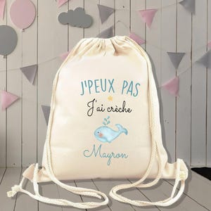 Sac  à dos personnalisé enfant, modèle baleine ,sac pour crèche , école, sport, 30x36cm