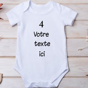 Body bébé personnalisé avec votre texte, petites images au choix. Police 4