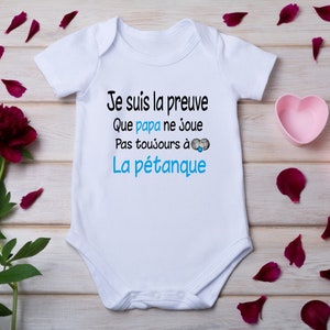 Body bébé personnalisé, papa pétanque, cadeau pour bébé image 2