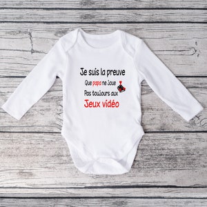 Personalized baby bodysuit, gamer dad, birth gift image 6