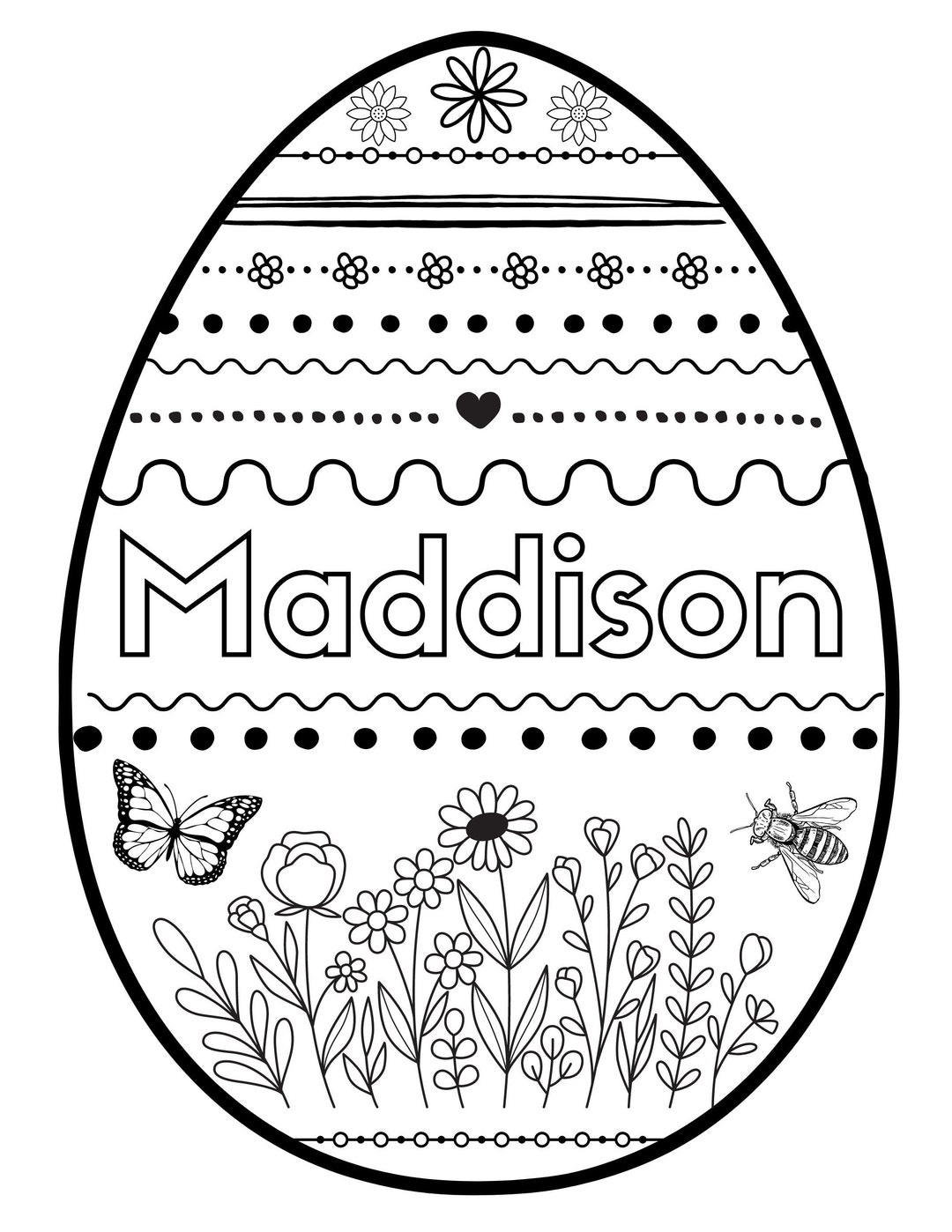 Personalized Easter Egg, Paintable Easter Egg, Colorable Easter Egg