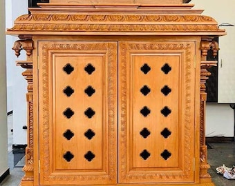 Handcrafted Teak wood Pooja Mandir or Mantapa for Home Decor