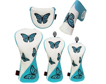 Blue Butterfly Golf Headcovers, Golf Head Covers for Driver Fairway Hybrit  Putter, Golf Club Cover , Best Golf Accessories