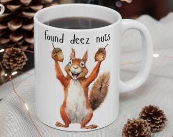 Squirrel Mug Woodland Creature Coffee Cup Gift for Squirrel Lover Funny Novelty Ceramic Drinkware Animal Lover Tea Cup