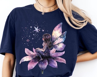 Fairy Shirt, Fairy Tee, Fairies Shirts, Celestial Fairy Floral Tee, Fairies Tshirt, Fairy T-Shirt, Fairycore Shirt, Fairy Garden, Girl Gift