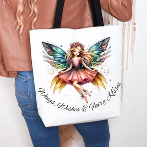 Fairy Tote Bag Ethereal Pixie Bag Enchanted Carryall for Dreamers Magic Tote Fantasy Shoulder Bag Magical Tote Purse School Bag for Teenager