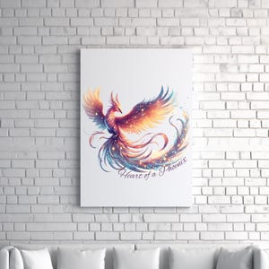 Fire Phoenix Matte Canvas Wall Art Home Decor, Heart of a Phoenix Rebirth Canvas Art, Abstract Home Decor, Encouraging Home Gift Home Office