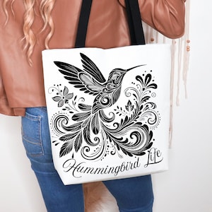 Hummingbird Tote Bag Personalized Gift for Friend Gift Boho Bird Lover Bag Cottagecore Bird Tote Nature Lover Gift  Women Gift Garden Tote
