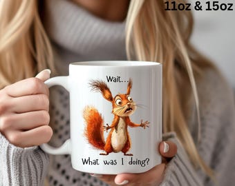 Squirrel Mug Animal Coffee Cup Funny Tea Mug Woodland Creature Drinkware Gift for Nature Lover Kitchen Decor Accent