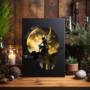 Fairycore Wall Art, Celestial Moon Fairy Decor, Whimsigoth Wall Art, Cottagecore, Luna Fairy Magic, Boho Wall Art, Abstract Fantasy Decor