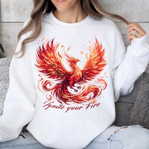 Feuer Phoenix Grafik Sweatshirt Mythischer Vogel Pullover Vogel Flamme Pullover Phoenix Rising Pullover feuriger Vogel Rundhalsausschnitt Vogelliebhaber Geschenk für Mama