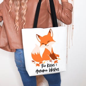 Fox Tote Bag Cute Fox Autumn Bag Gift Fox Tote Animal Shopping Tote Fall Bag Nature Lover Gift Woodland School Book Bag Gift for Friend Gift