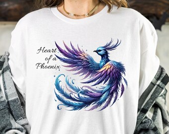 Phoenix T-Shirt Unisex Softstyle Shirt Mythical Bird Graphic Shirt Phoenix T-shirt  Bird Lover Rise from the Ashes Tee Friend Gift for Her