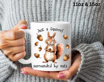 Squirrel Mug Humorous Coffee Cup Ceramic Mug 11oz 15oz Animal Drinkware Kitchen Decor Gift for Friend