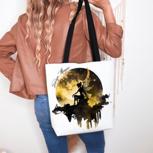 Moon Fairy Tote Bag, Fairycore Tote Bag, Dark Cottagecore, Whimsigoth, Luna Fairy Tote Bag, Mystical Fairy Decor,Fantasy Decor,Aesthetic Bag