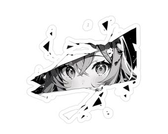 Anime Sticker Kawaii Eyes Girl Decal Transparent Outdoor Sticker Die-Cut Cute Decal Laptop Sticker Water Bottle Sticker Gift for Teen Girl