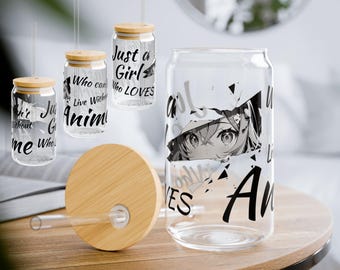 Anime Girl Sipper Glass for Anime Lover Encouraging Word Mug Anime Gift for Friend Home Gift for Teenage Girl Gift Sipper Glass Bamboo Lid
