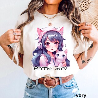 Maglietta Oversize Kawaii Stile Harajuku Con Stampa Coniglio/Gatto - Camicia Teen Ragazza