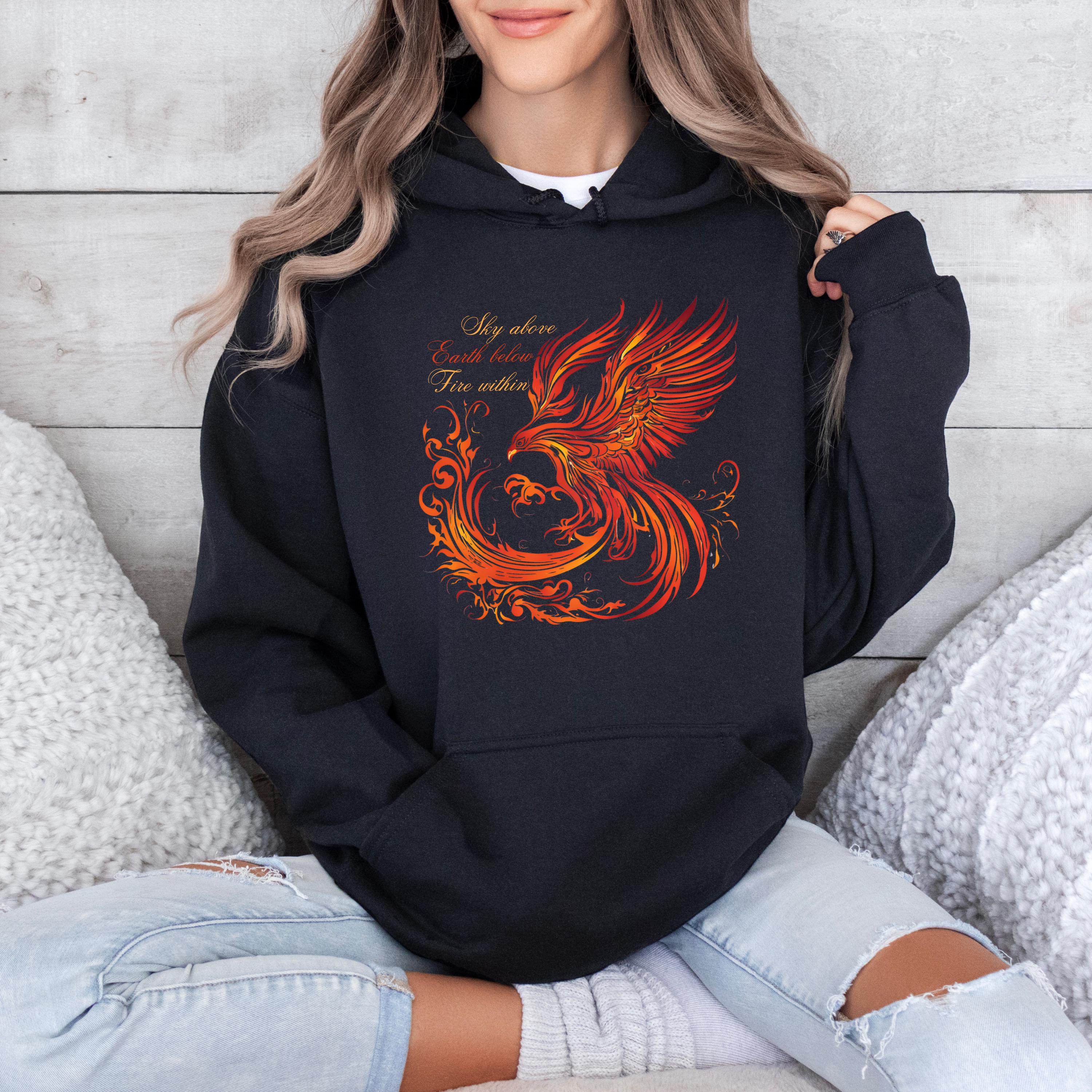 Fire Phoenix Hoodie Rise From the Ashes Phoenix Hooded Sweatshirts