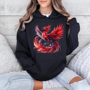 Feuer Phoenix Hoodie, Aufstieg aus dem Asche Phoenix Vogel, Feuervogel Phoenix Mythischer Vogel Shirt, Ermutigung Wiedergeburt Stärke Sweatshirt Geschenke