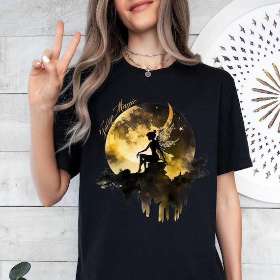 Moon Fairy Shirt, Fairy Magic Tee, Dark Cottagecore Tee, Magical Fairy Shirt, Celestial Vibes, Fairycore Aesthetic Shirt, Whimsigoth Tshirt