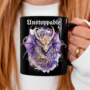 Dragon Mug, Steampunk Ceramic Mug, Dragon Lover Gifts, Dragon Coffee Cup, Coffee Lovers Mug, Vintage Inspired Fantasy Dragon Home Decor