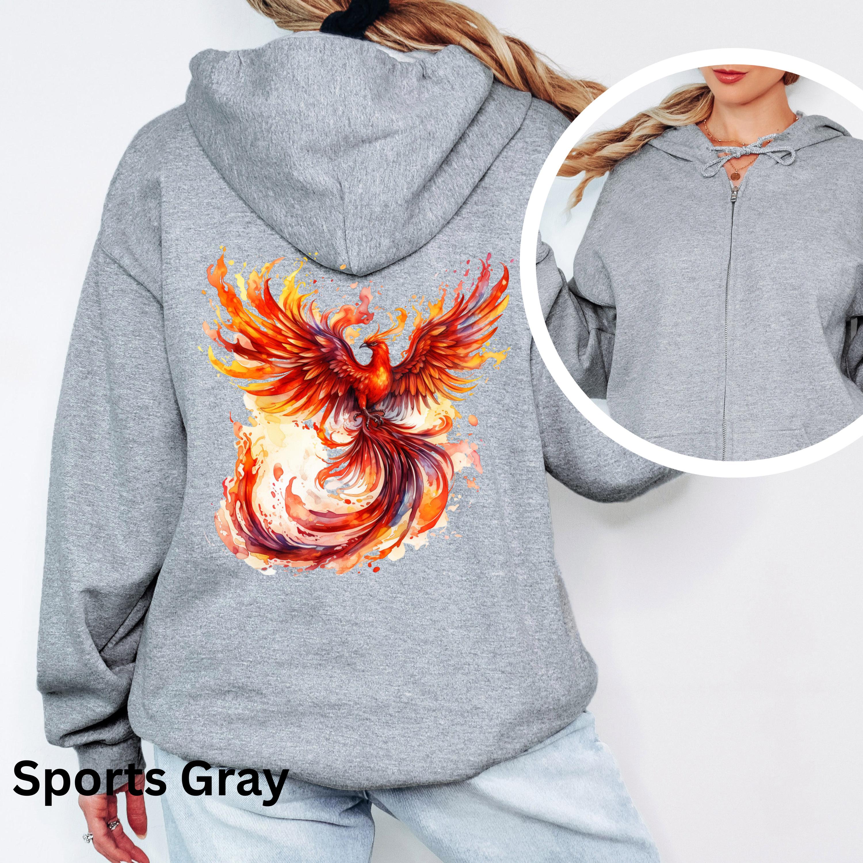 Fire Phoenix Hoodie Fiery Phoenix Full Zip Hoodie Unisex Cozy
