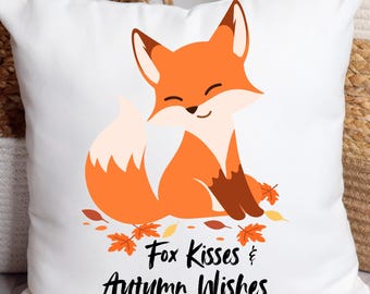Fox Throw Pillow Fall Home Decor Autumn Pillow Cute Fox Pillow Decor Home Accent Animal Lover Gift Square Couch Cushion Housewarming Gift